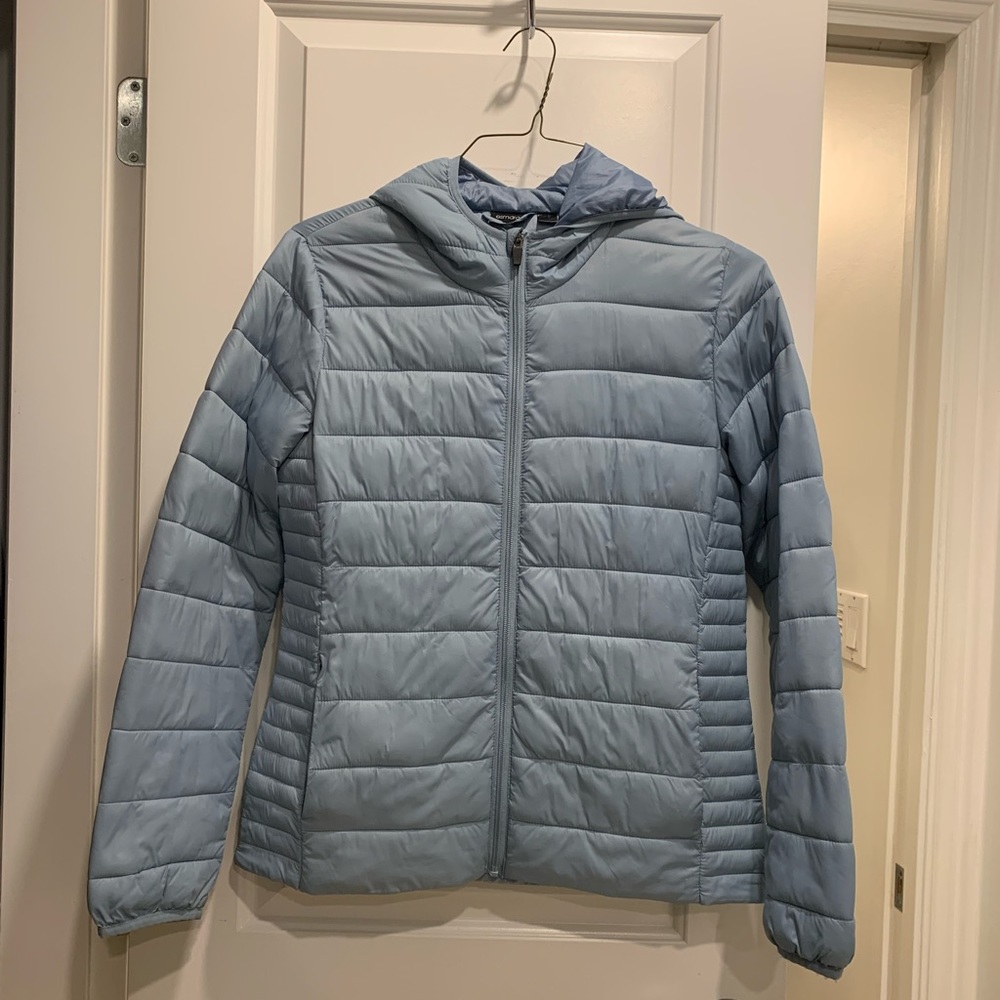 Light blue Puffer jacket with hood